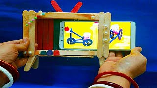 DIY RetroTV Mobile Stand |Making TV style Phone stand at home using IceCream Sticks|@Create With Fun