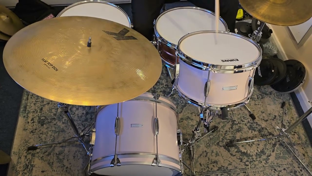 Standard Drum Co Jet Set Outfit in Satin Pink. Copper over Beaded Brass 14x5. IAK Zildjian Flat Ride