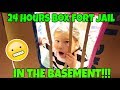 24 Hours Overnight In Box Fort Jail In My Basement!! Slime Prank On Mom Gone Wrong!