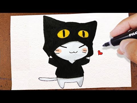 Como desenhar um gato de desenho animado