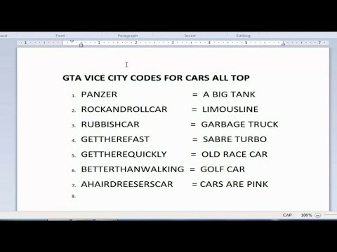 Gta Vice City Cheat Code For All Cars All Important Hd - Youtube