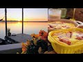 Simple recipes  serene sunrise on my boat  a chill spring day  slow living  ducks  tulips