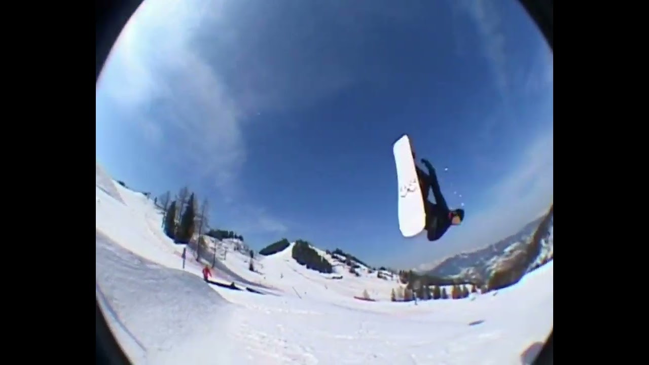 Park laps on a powderboard