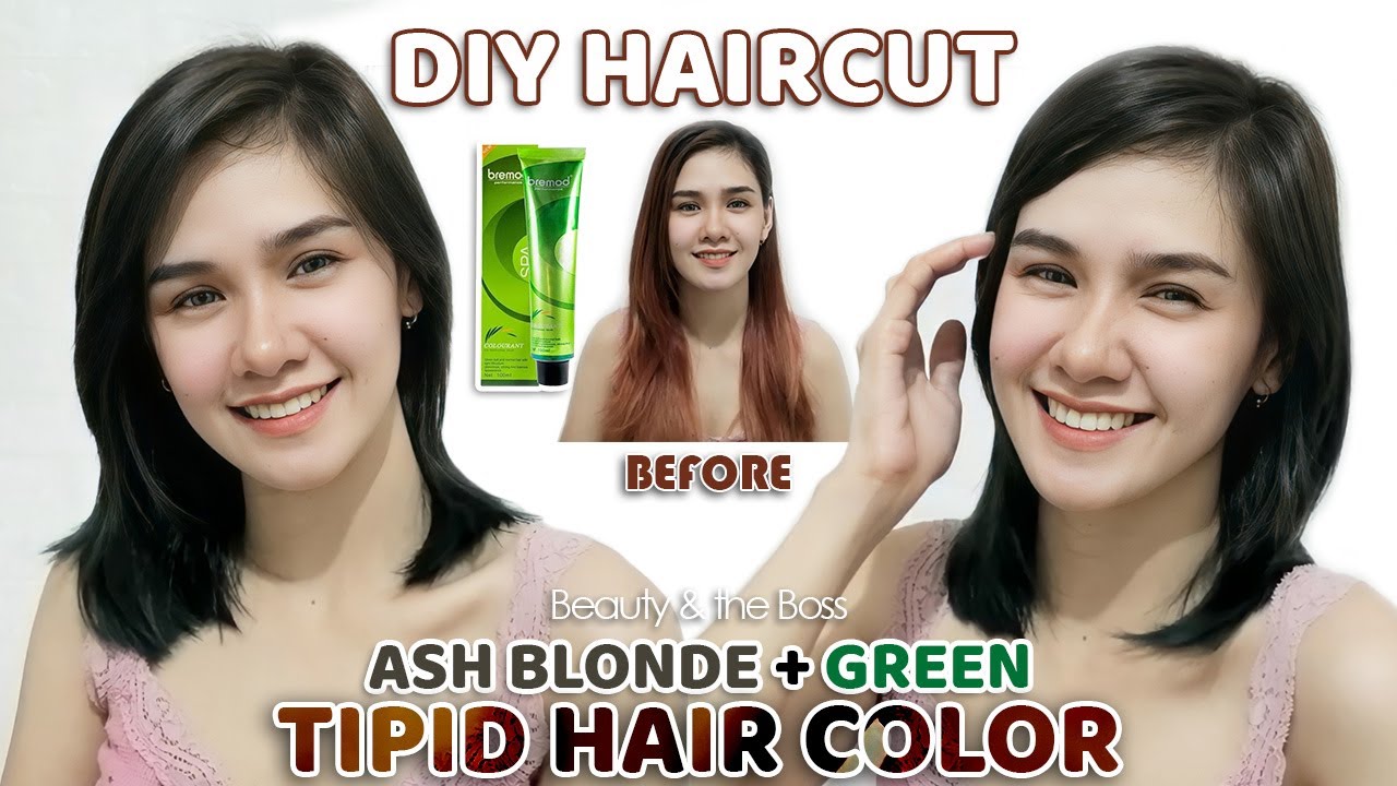 DIY HAIRCUT & HAIR COLOR TIPS & TUTORIAL BREMOD ASH BLONDE + GREEN TO