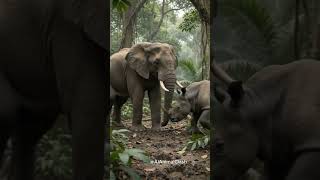 🔥 Elephant vs Rhino: The Ultimate Jungle Showdown! 🐘🦏