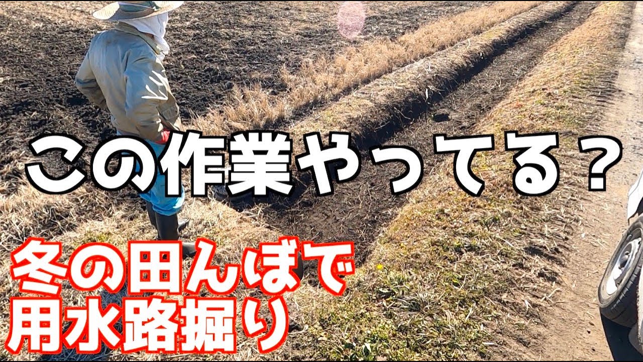 用水路に水を流す前に田んぼの用水路の土を掘ります！