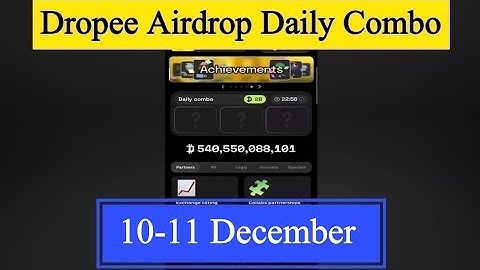 Dropee Daily Combo 10 December | Dropee Daily Combo Today | Today Dropee Combo Card