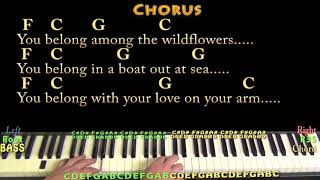 Video thumbnail of "Wildflowers (Tom Petty) Piano Cover Lesson in C with Chords/Lyrics"
