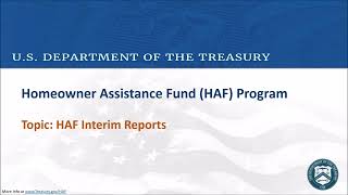 WEBNIAR: Homeowner Assistance Fund: Interim Reports