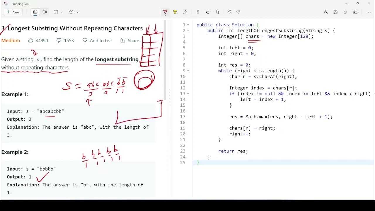 Leetcode 3. Longest Substring Without Repeating Characters - YouTube