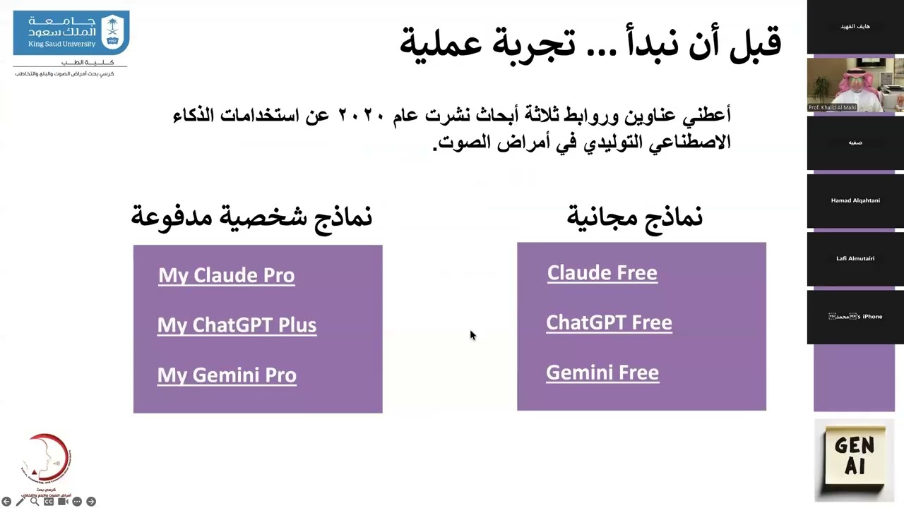 ورشة عمل: هلوسة الذكاء الاصطناعي التوليدي تقديم أ.د خالد المالكي 