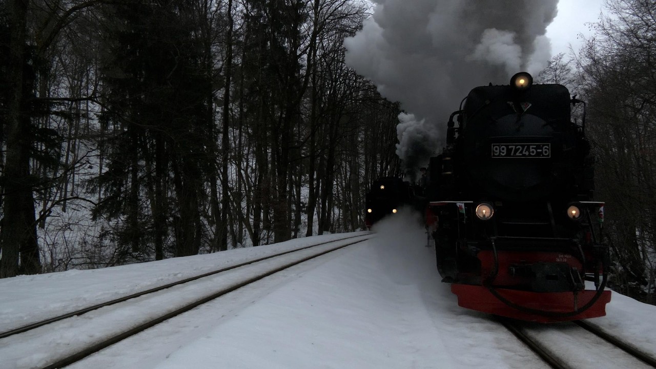Winterdampf im Harz - Die berühmte Parallelausfahrt (4K)