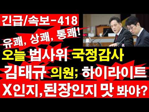 [긴급/분석-418] 오늘 법사위 국정감사 하이라이트. 김태규 의원; X인지,된장인지 찍어먹어봐야? [정광용TV, 레지스탕스TV]