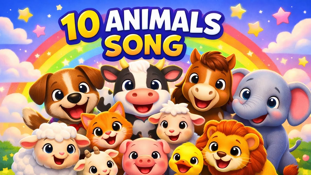 10 Animals Song for Kids 🐶🐱 | Animal Names & Sounds | Preschool Learning Video