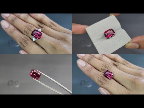 Garnet  rhodolite cushion cut 7.90 carats, Madagascar Video  № 1