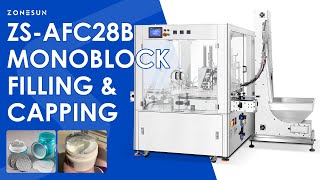 ZONESUN ZS-AFC28B Automatic Monoblock Cosmetic Filling Foil Sealing Capping Machine