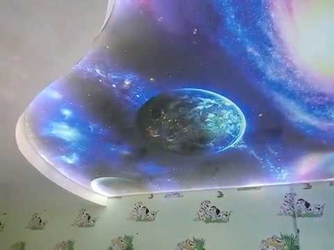 Натяжной потолок с фотопечатью космос и LED подсветкой от SAHAR Натяжной потолок с фотопечатью космос и LED подсветкой от SAHAR