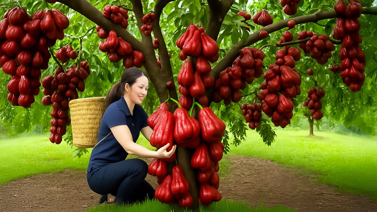 Harvesting Rare Giant Red Wax Apple Fruits – Sold Out Instantly at the Countryside Market!