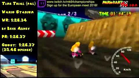 MK64 - former world record on Wario Stadium - 1'26''29 (NTSC: 1'11''76)