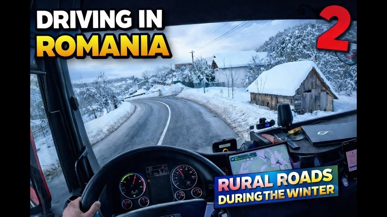 Deep Snow + Narrow Roads in Romania (Part 2) | Truck POV