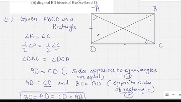 4. ABCD is a rectangle in which diagonal AC bisects∠ A & ∠ C Show (i) ABCD is square | 9th Ex 8.1 Q4