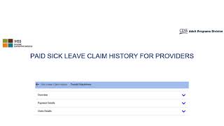 Paid Sick Leave Claim History for Providers