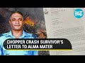 What chopper crash survivor gp capt varun singh had written in letter to students at his old school