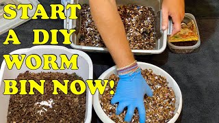 How to Build A Worm Bin | Small Quick & Easy + How Much Food & Bedding to Start With | Vermicompost