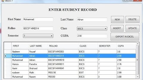 Simple C# Application to add delete update in database and export in excel