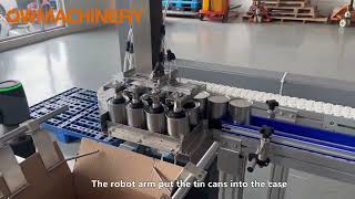 Full Automatic Tin Can Cartoning Machine Case Packer for Production Line#automation #automation