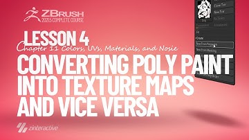 How to Convert Poly Paint into Texture Maps and Vice Versa? | Lesson 4   Chapter 11 | Zbrush 2021.5