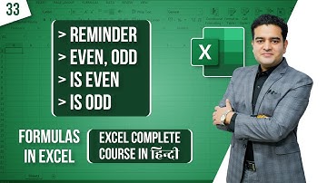 MS Excel Formulas Reminder, Even, Odd | Microsoft Excel Course For Beginners in Hindi | #msexcel