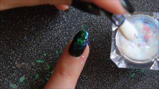 Iridescent Flakies Nail Art