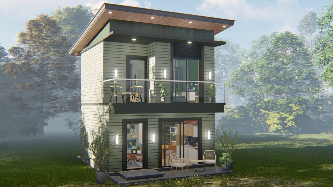 Tiny House Design with 2nd floor ( 5,5 x 5,5 m ) ( 325 sqft ) 2 Bedrooms