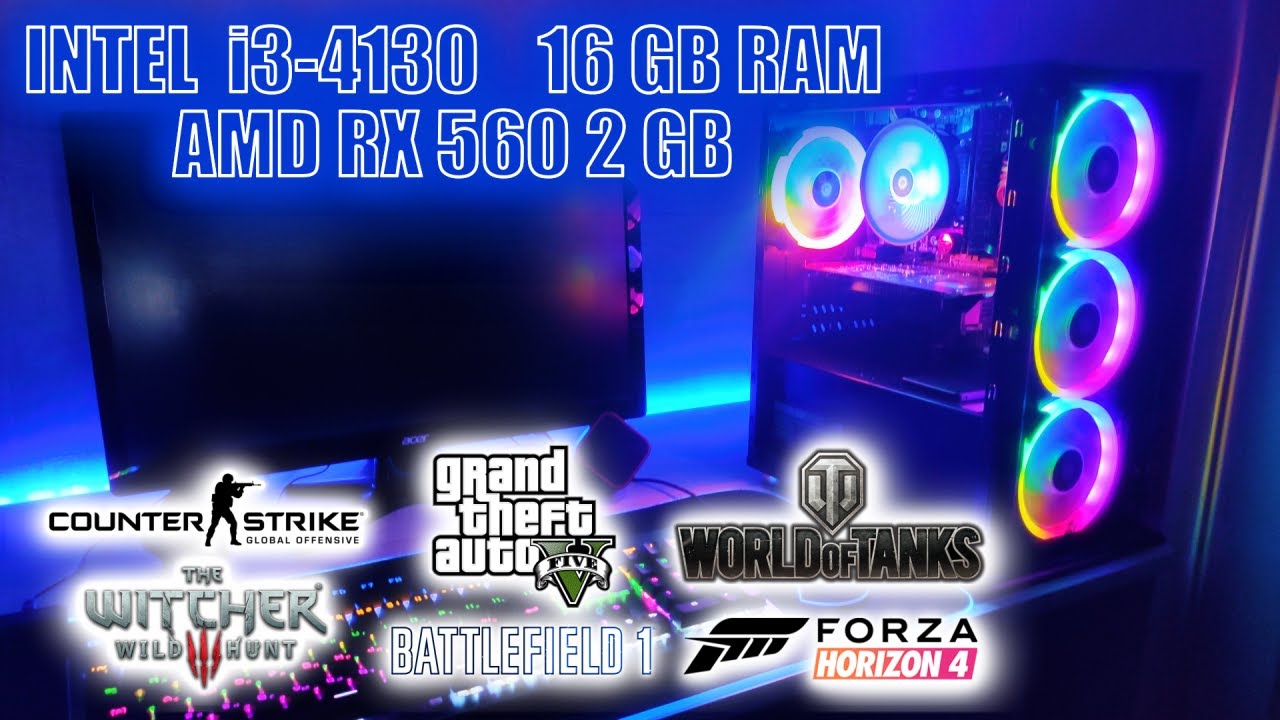 Игровой компьютер на Intel i3-4130, RX 560 2 Gb, 16 Gb ОЗУ