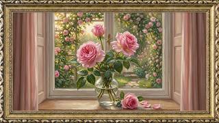 Romantic Rose Window 4K 🌹 Elegant Frame TV Screensaver | Relaxing Art screenshot 2