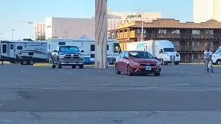 E bike riding in Pioneer parking lot Laughlin NV