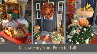 FALL FRONT PORCH DECORATE WITH ME! SIMPLE FALL DECOR🍁