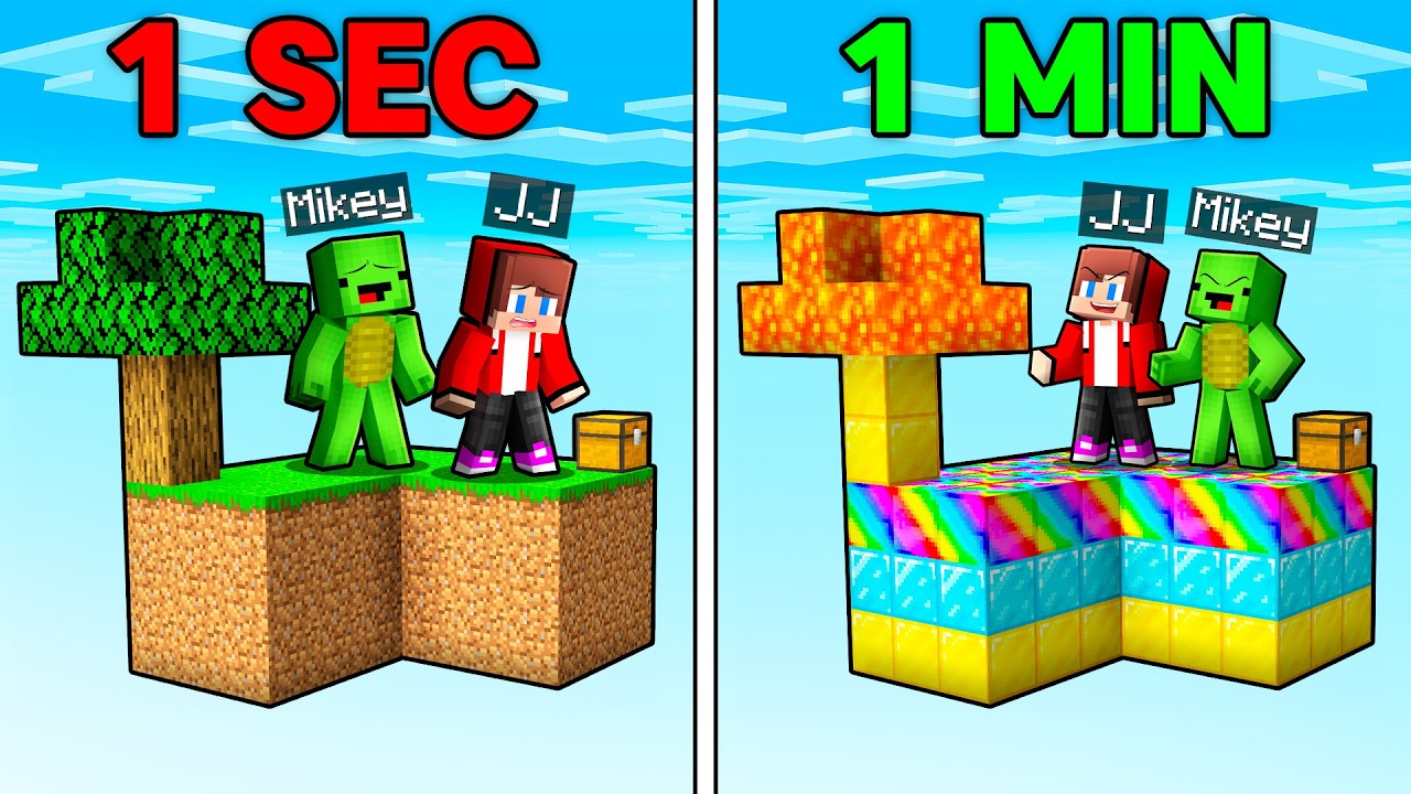 JJ and Mikey but ISLANDS are Changing Every Minute in Minecraft ! - Maizen
