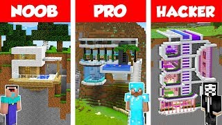 Minecraft NOOB vs PRO vs HACKER: MODERN MOUNTAIN HOUSE BUILD CHALLENGE in Minecraft 2 \/ Animation