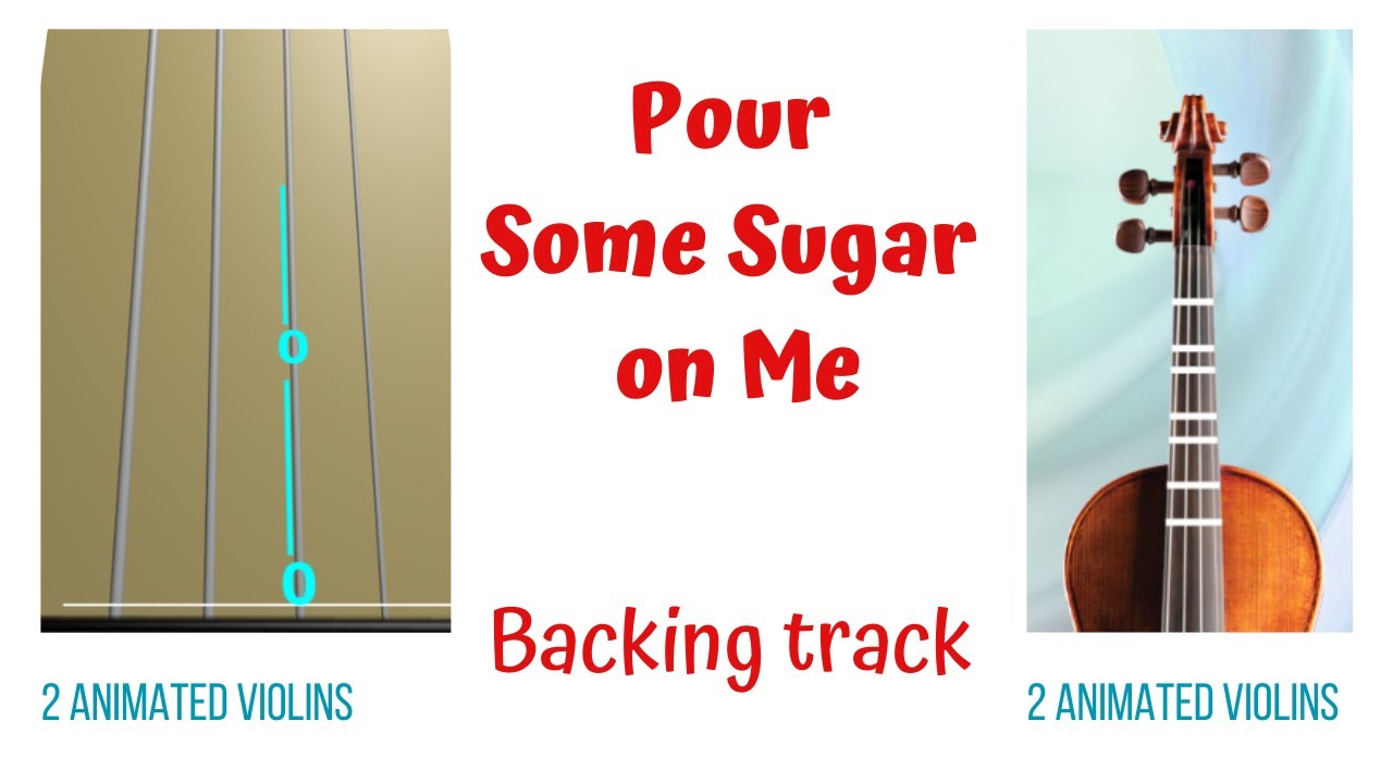 POUR SOME SUGAR ON ME 🎸 DEF LEPPARD – Violin Cover Backing Track 🔥Animated Violins | Violin Tutorial