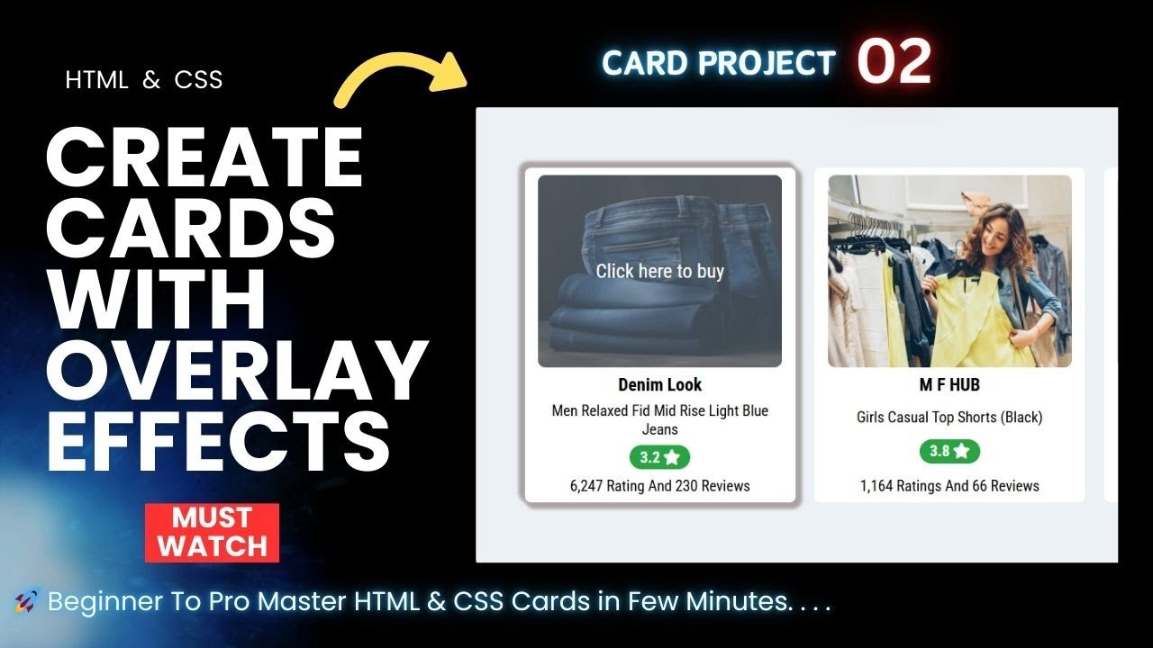 How to Create Stunning Cards with Overlay Effects By HTML CSS | Card Project 02 | Code With 