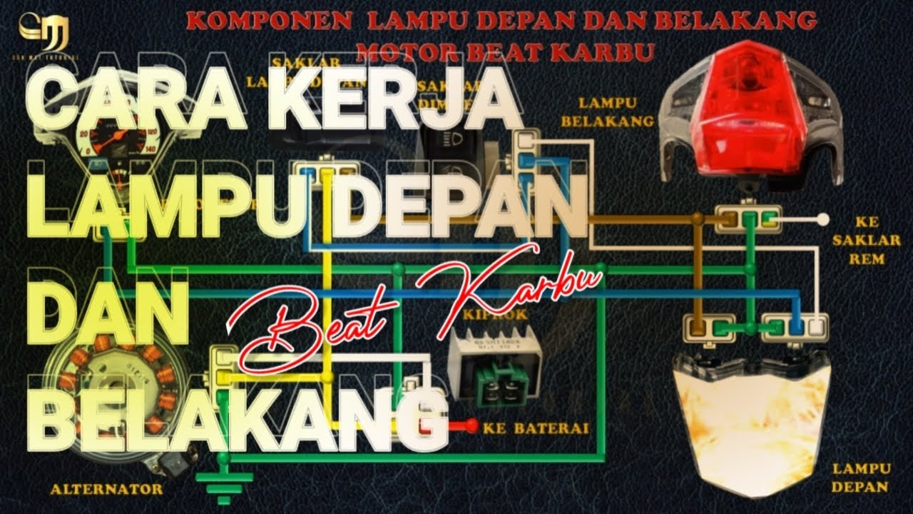 Cara kerja lampu depan dan belakang Beat Karbu || Kelistrikan sepeda motor 57