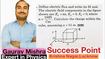 electric field components in figure are Ex = ax, E, = 0, Ez = 0, where a=100N   Charge within cube