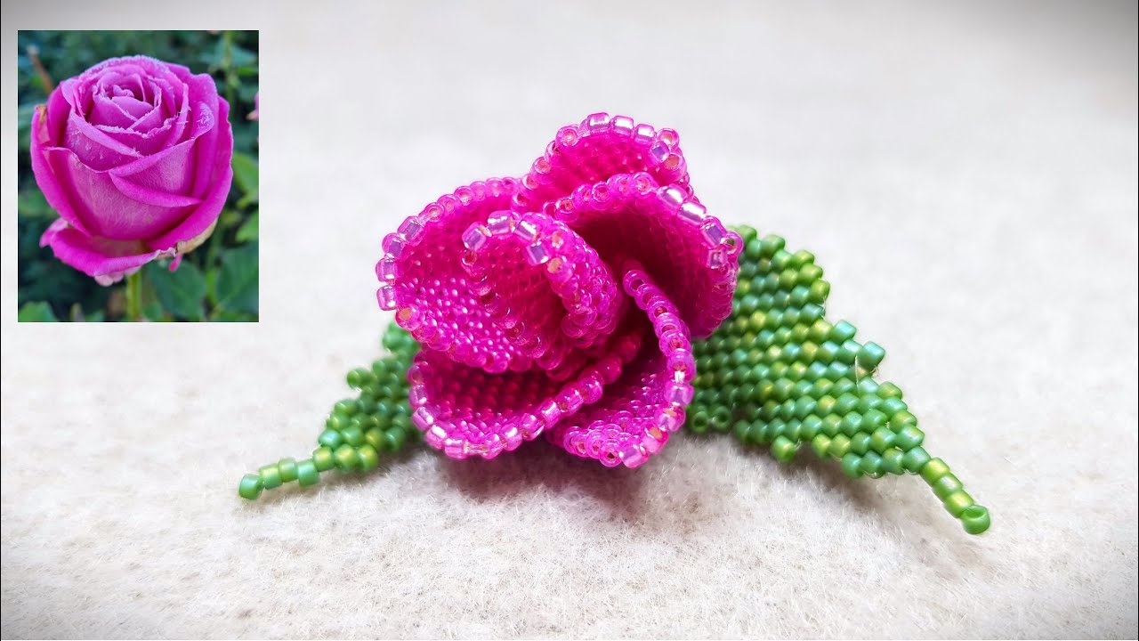 Beaded rosebud as elements of beading design/Бутон троянди з бісеру
