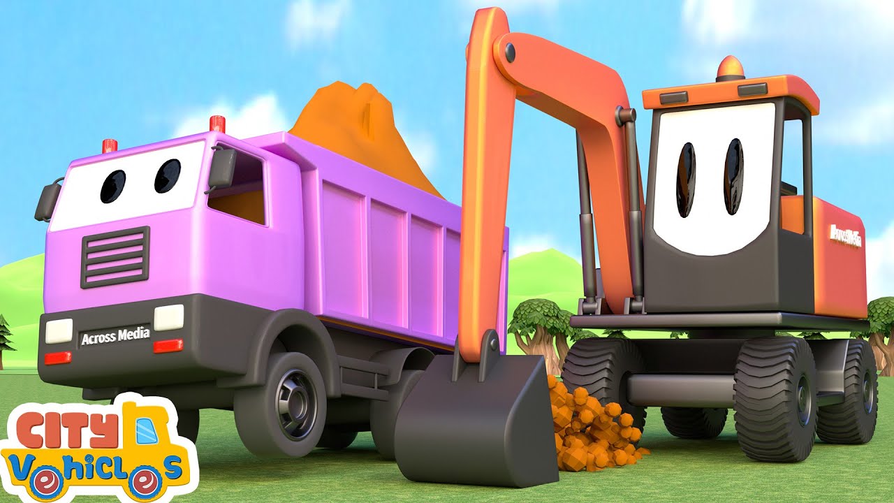 Поезд и железнодорожная катастрофа! Эвакуатор, экскаватор, погрузчик для детей.