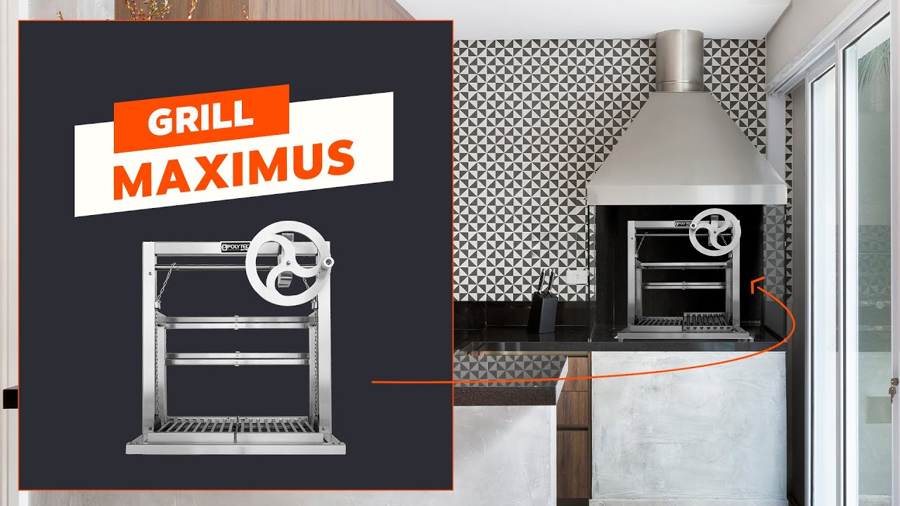 Grill MAXIMUS - Elevação de Grelhas por VOLANTE ANTI-REVERSE - Churrasqueira Inox 304
