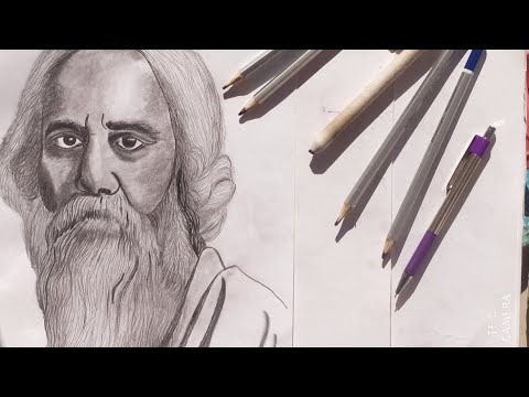 A TRIBUTE TO BISWAKOBI RABINDRANATH TAGORE.   How to draw Rabindranath Tagore . Pencil drawing.