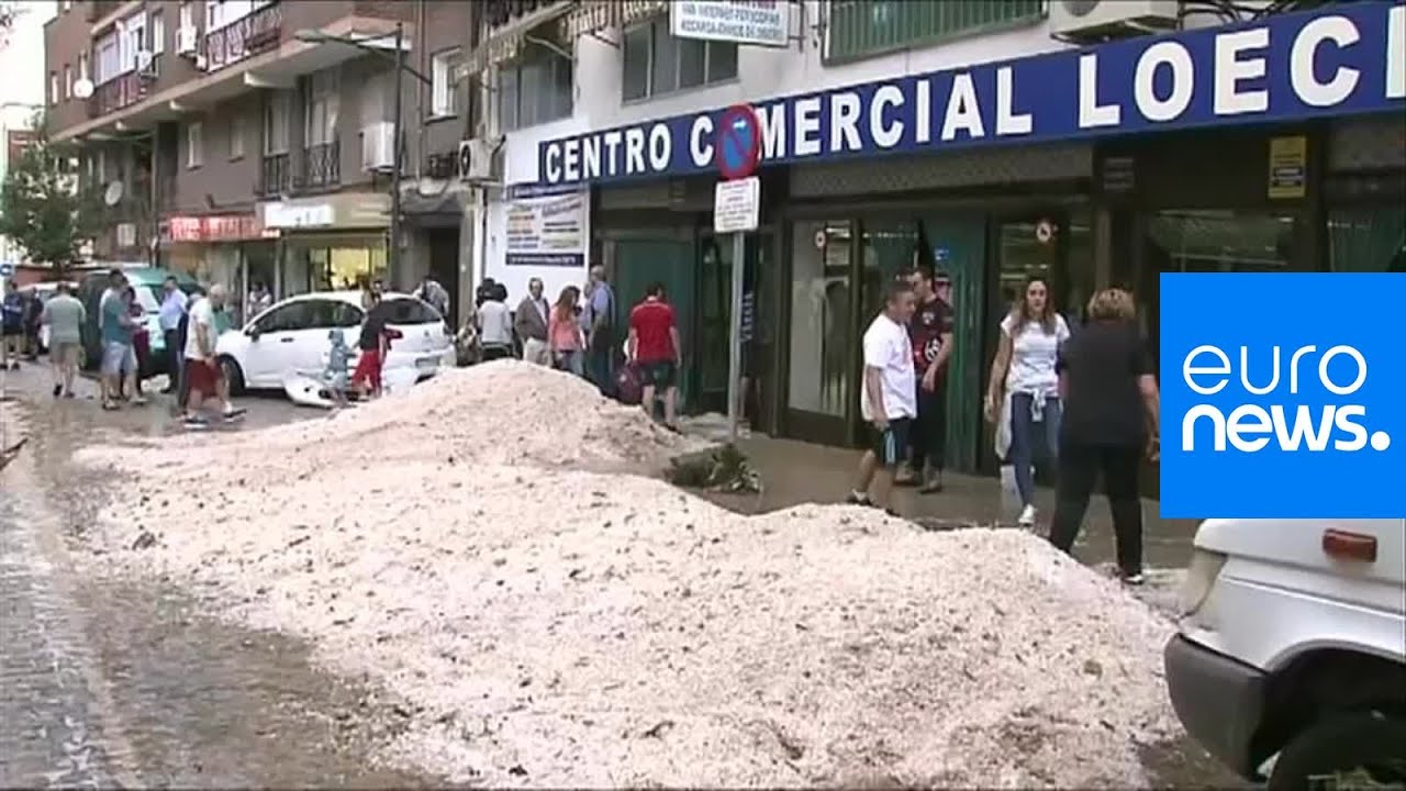 Severe storm in Madrid brings hail and flash flooding