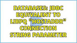 Databases: jdbc equivalent to libpq hostaddr connection string parameter